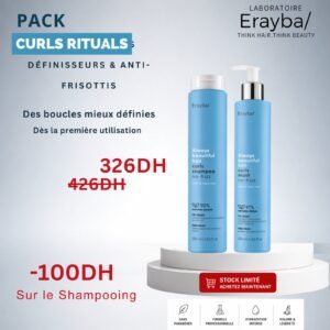 Pack soin cheveux boucles Erayba Curls Rituals shampooing masque no-frizz vegan naturel Maroc